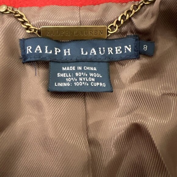 Ralph Lauren Blue Label Womens Jacket Size 8 Orange Wool Gold Buttons - Picture 7 of 10